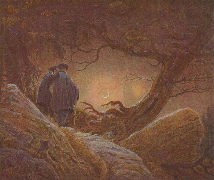 Caspar David Friedrich Two men contemplating the Moon oil painting image